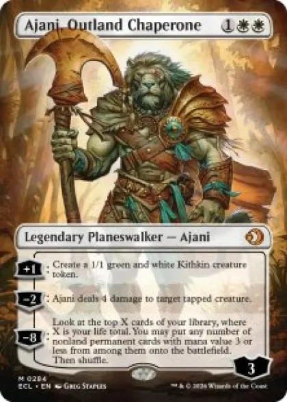 Ajani, Outland Chaperone (borderless) - Lorwyn Eclipsed Varianten