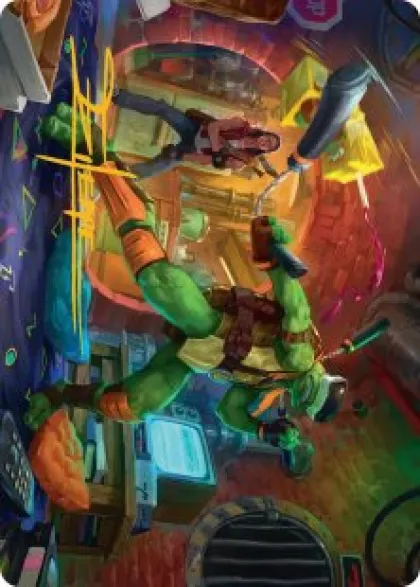 Art Card 13: Michelangelo, Game Master (signed) - Teenage Mutant Ninja Turtles Art Series