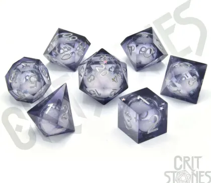 CritStones - Liquid Core Dice Set: Orbital Tide - Silver Ink (7-delig)