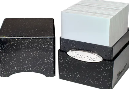 Deckbox Satin Cube Black with Silver Glitter