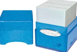 Deckbox Satin Cube Blue with Silver Glitter
