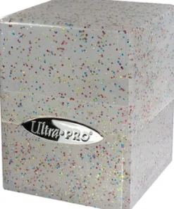 Deckbox Satin Cube Clear with Rainbow Glitter