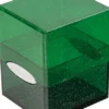 Deckbox Satin Cube Green with Silver Glitter