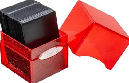 Deckbox Satin Cube Red with Silver Glitter
