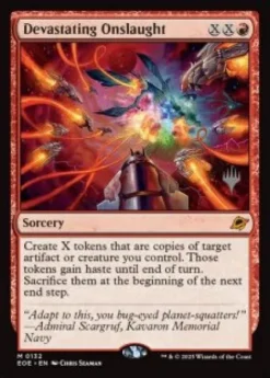 Devastating Onslaught (foil) - Edge of Eternities Planeswalker Stamped