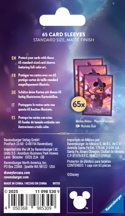 Disney Lorcana - Reign of Jafar Card Sleeves: Mickey Mouse (65 stuks)