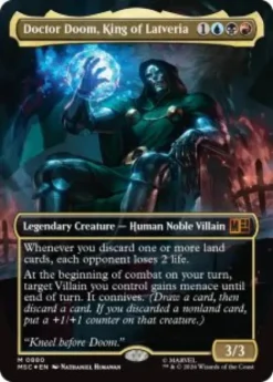Doctor Doom, King of Latveria (#880) (surge foil) (borderless) - Marvel Super Heroes Commander