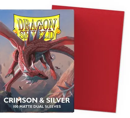 Dragon Shield Dual Matte Sleeves: Crimson & Silver (100 stuks)