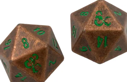Dungeons and Dragons Heavy Metal Dice Set D20: Feywild Copper and Green (2 stuks)