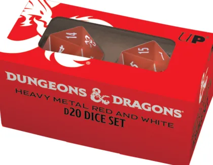 Dungeons and Dragons: Heavy Metal Dice Set D20 - Red and White (2 stuks)