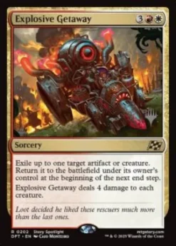 Explosive Getaway (foil) - Aetherdrift Planeswalker Stamped
