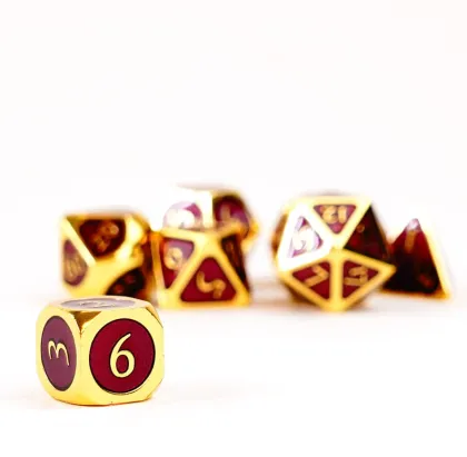 FanRoll - Dice Set: Gold with Purple Enamel (7-delig)