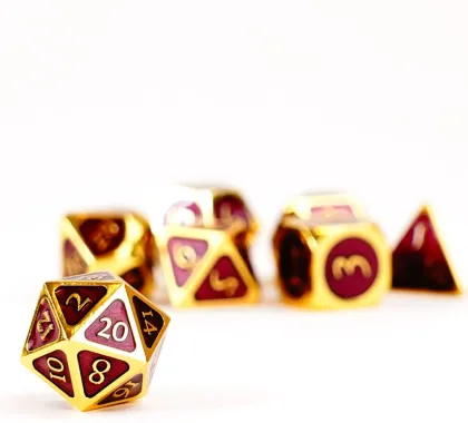 FanRoll - Dice Set: Gold with Purple Enamel (7-delig)