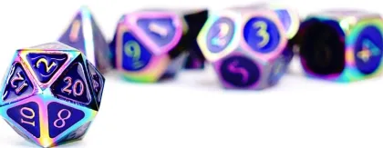 FanRoll - Dice Set: Rainbow with Blue Enamel (7 stuks)