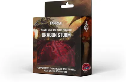 FanRoll - Dragon Storm Velvet Compartment Dice Bag: Red Dragon Scales