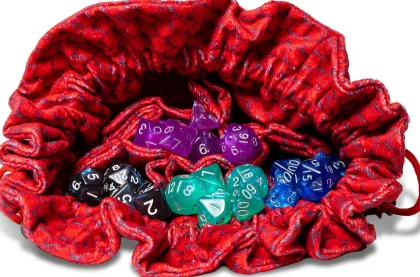FanRoll - Dragon Storm Velvet Compartment Dice Bag: Red Dragon Scales