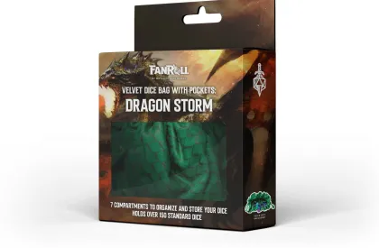 FanRoll - Dragon Storm Velvet Compartment Dice Bag: Green Dragon Scales