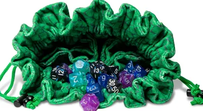 FanRoll - Dragon Storm Velvet Compartment Dice Bag: Green Dragon Scales