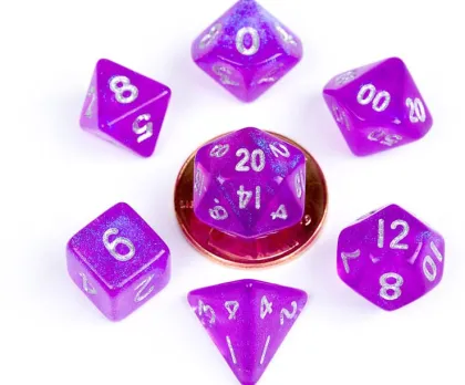 FanRoll - Mini Dice Set: Stardust Purple (7-delig)