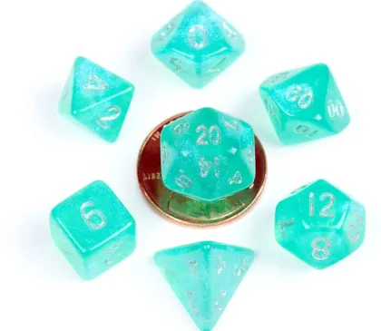 FanRoll - Mini Dice Set: Stardust Turquoise (7-delig)