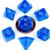 FanRoll - Mini Dice Set: Stardus Blue with Silver Numbers (7-delig)