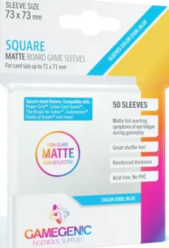 Gamegenic Matte Board Game Sleeves - Blue 73 x 73 mm (50 stuks)