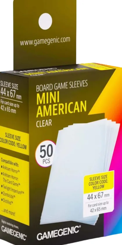 Gamegenic Mini American Board Game Sleeves - Clear 44 x 67 mm (50 stuks)
