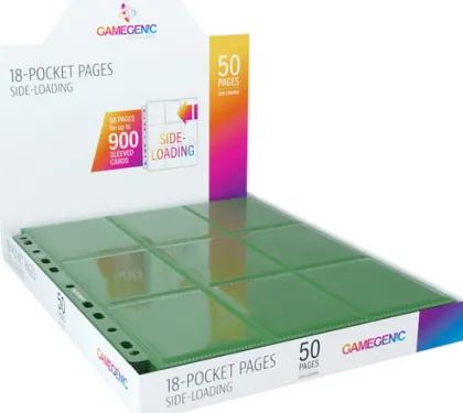 Gamegenic 18-Pocket Sideloading Pages Green (50 stuks)