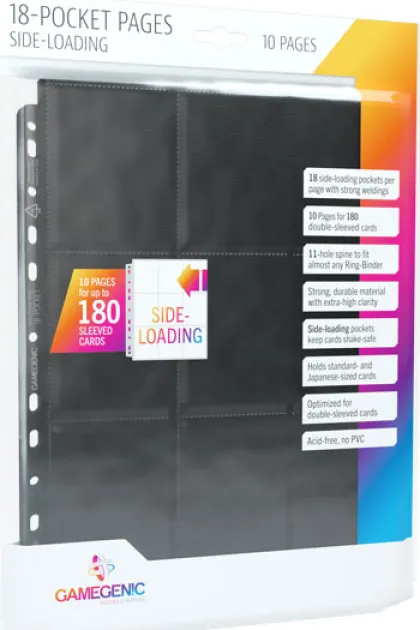 Gamegenic 18-Pocket Sideloading Pages Black (10 stuks)