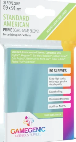 Gamegenic Prime Board Game Sleeves - Green 59 x 91 mm (50 stuks)