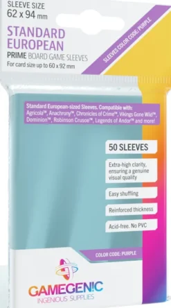 Gamegenic Prime Board Game Sleeves - Purple 62 x 94 mm (50 stuks)