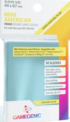 Gamegenic Prime Board Game Sleeves - Yellow 44 x 67 mm (50 stuks)