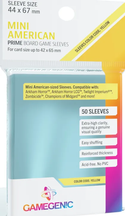 Gamegenic Prime Board Game Sleeves - Yellow 44 x 67 mm (50 stuks)