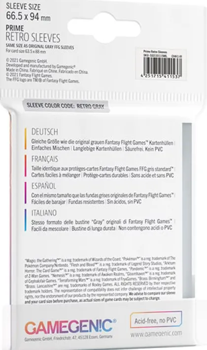 Gamegenic Prime Retro Sleeves (50 stuks)