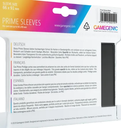 Gamegenic Sleeves Prime Black (100 stuks)