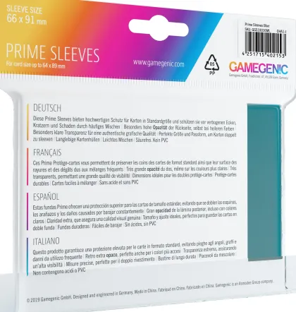 Gamegenic Sleeves Prime Blue (100 stuks)