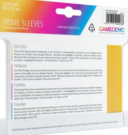Gamegenic Sleeves Prime Yellow (100 stuks)