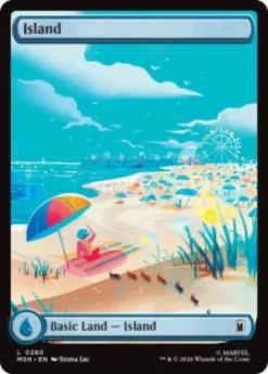 Island (#280) (foil) (full art) - Marvel Super Heroes