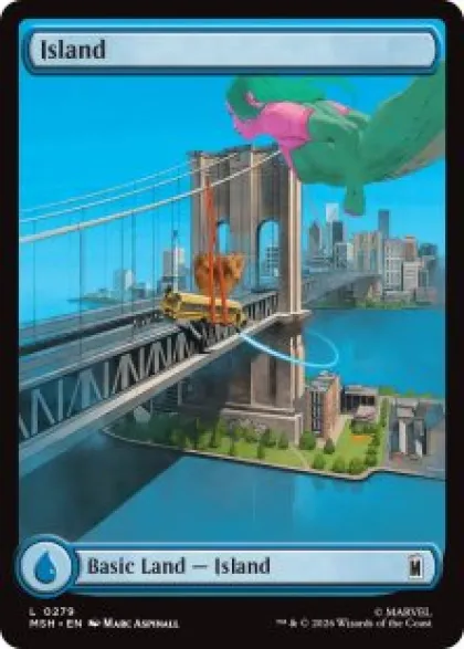 Island (#279) (foil) (full art) - Marvel Super Heroes