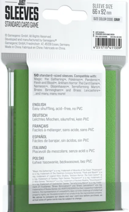 Just Sleeves - Standard Card Game Sleeves: Green (50 stuks)