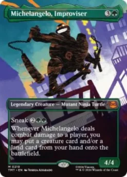 Michelangelo, Improviser (#219) (foil) (borderless) - Teenage Mutant Ninja Turtles Varianten