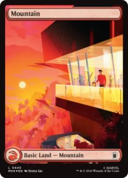 Mountain (#440) (surge foil) (full art) - Marvel Super Heroes