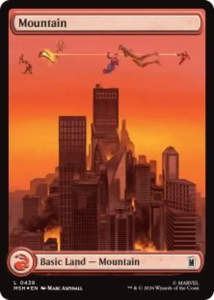 Mountain (#439) (surge foil) (full art) - Marvel Super Heroes