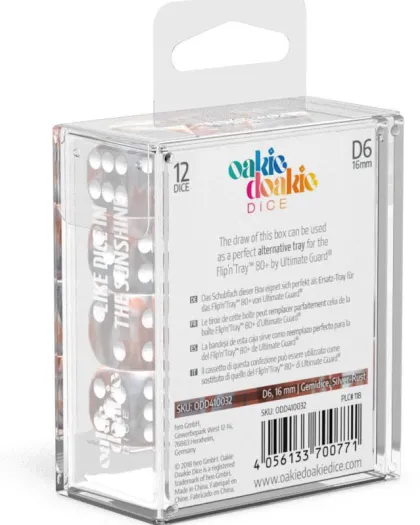 Oakie Doakie Dice Set D6 Gemidice: Silver-Rust (12 stuks)