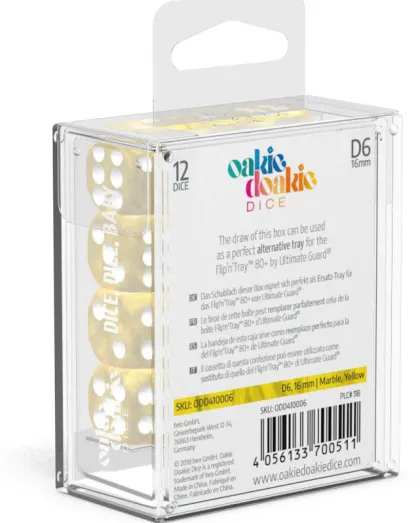 Oakie Doakie Dice Set D6 Marble: Yellow (12 stuks)
