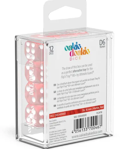 Oakie Doakie Dice Set D6 Marble: Red (12 stuks)