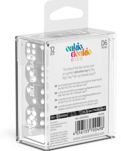 Oakie Doakie Dice Set D6 Marble: Black (12 stuks)