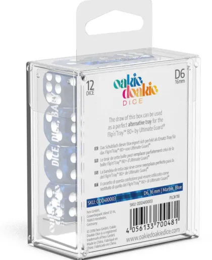 Oakie Doakie Dice Set D6 Marble: Blue (12 stuks)