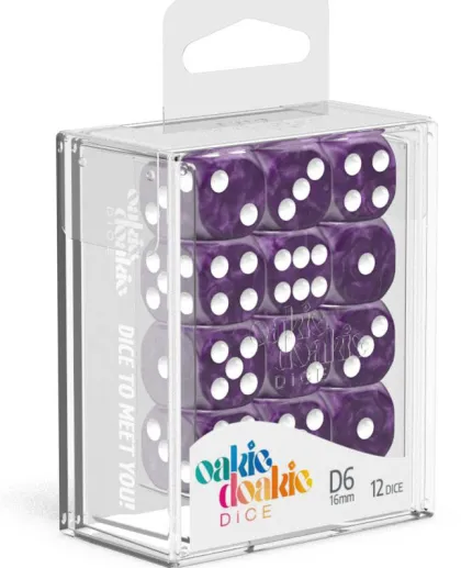 Oakie Doakie Dice Set D6 Marble: Purple (12 stuks)