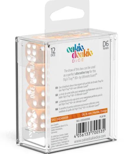 Oakie Doakie Dice Set D6 Marble: Orange (12 stuks)